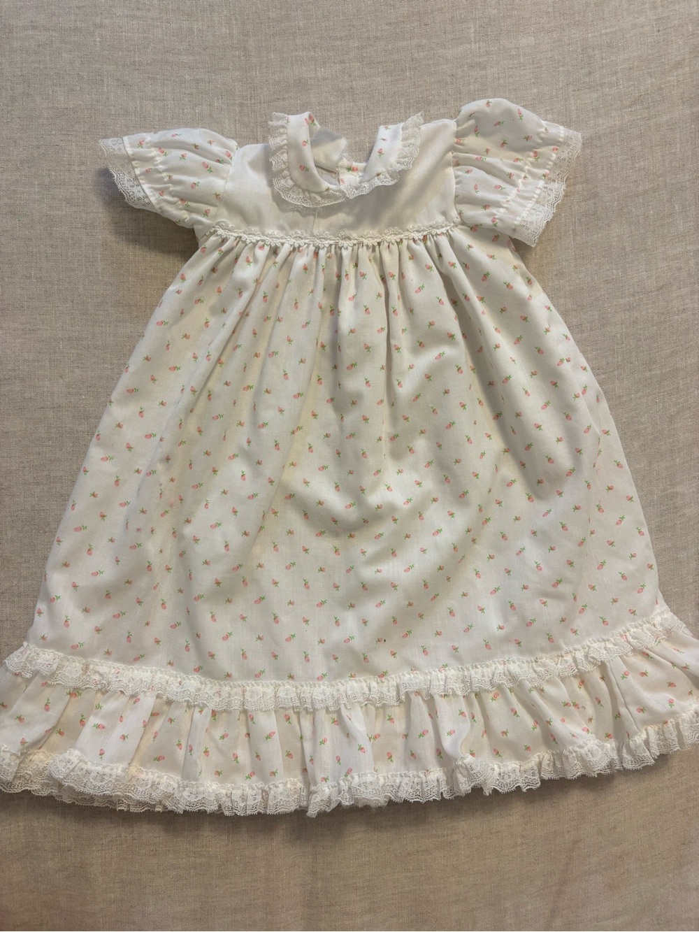 Vintage MiniWorld Floral Rosebud Lace Daygown Dress